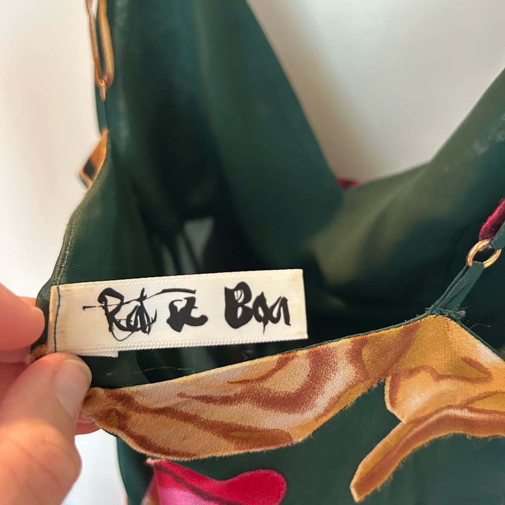 Rat & Boa Mini 100% Floral Silk Dress in Green - Picture 5 of 6